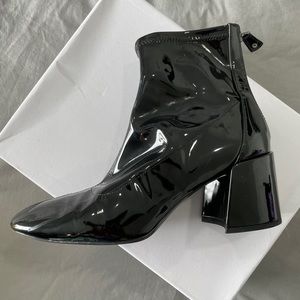 Bershka boots block heels patent faux leat…